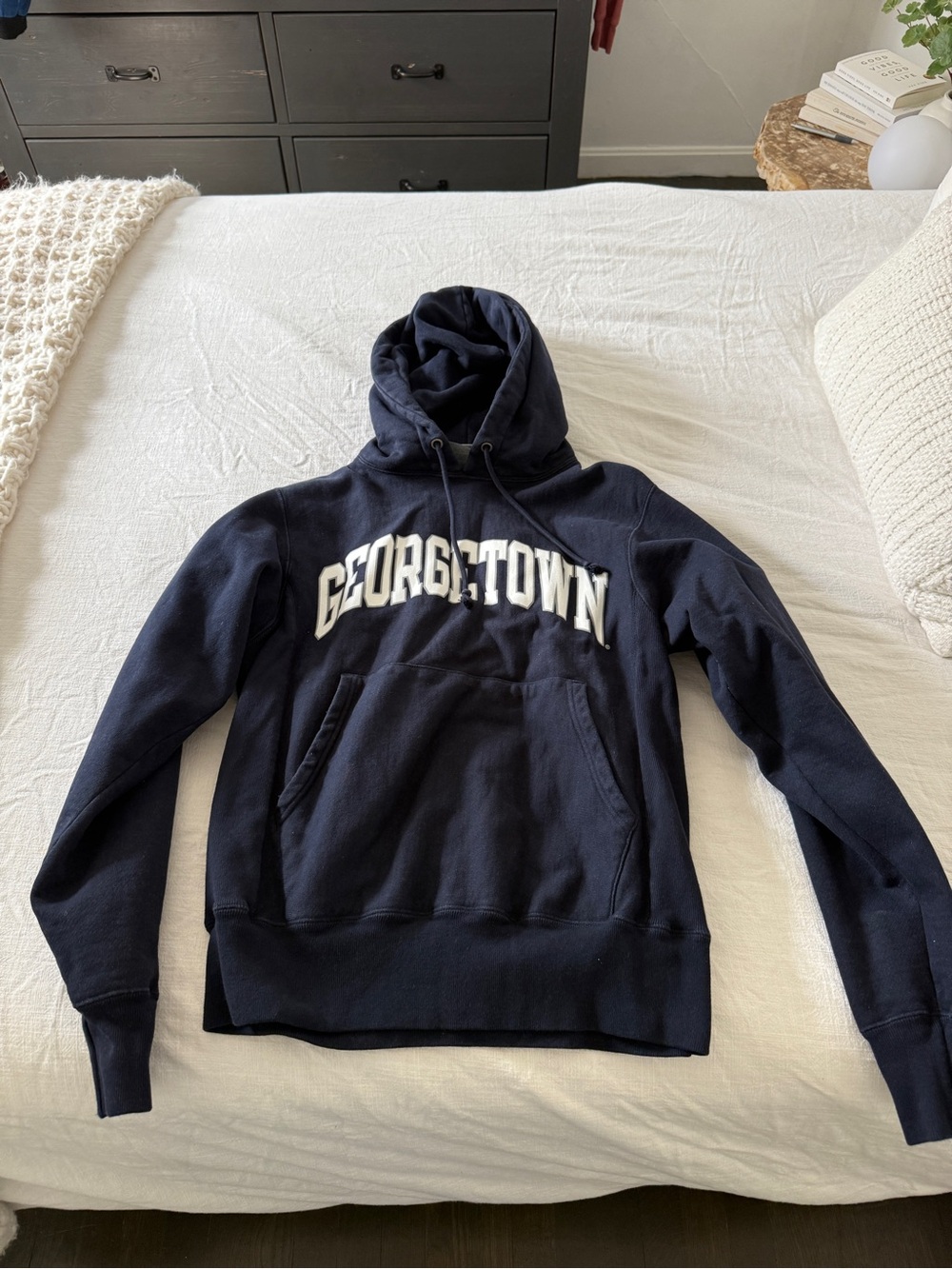 Georgetown Navy Pullover Hoodie - Champion Size Small